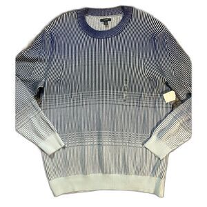 NWOT Men's Alfani Blue Stripe Ombre Sweater XXL Preppy Skater Work Streetwear